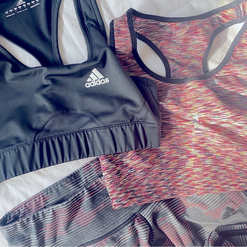 Adidas Athletic Workout Bundle Two Bras and 2 Bottoms Size Small